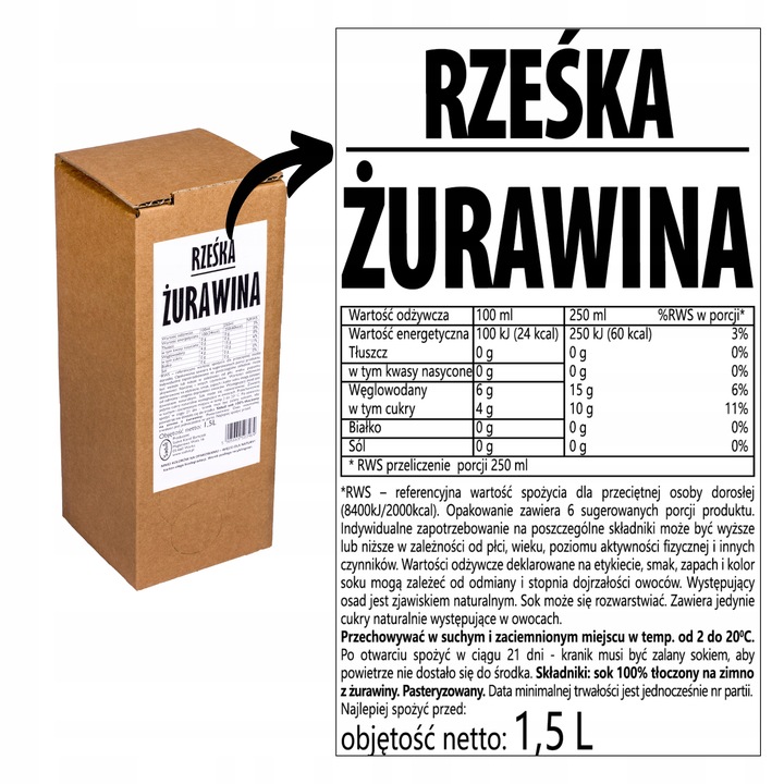 sok z żurawiny 100% żurawinowy żurawina NFC 3x1,5L tłoczony na zimno