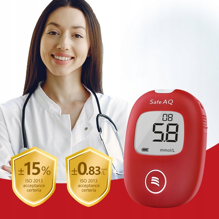 Glukometr Sinocare SAFE AQ SMART w mg/dl z 100 paskami i 100 lancetami