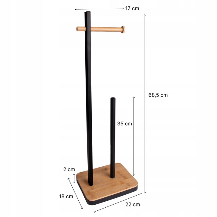 Stojak uchwyt na papier toaletowy do WC toalety czarny bambus na 3 rolki