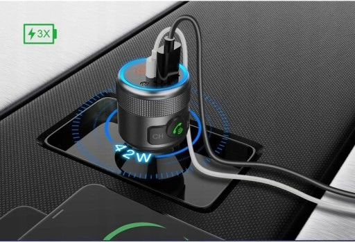 TRANSMITER FM BLUETOOTH USB TYP C QC 3.0 + PD BASS