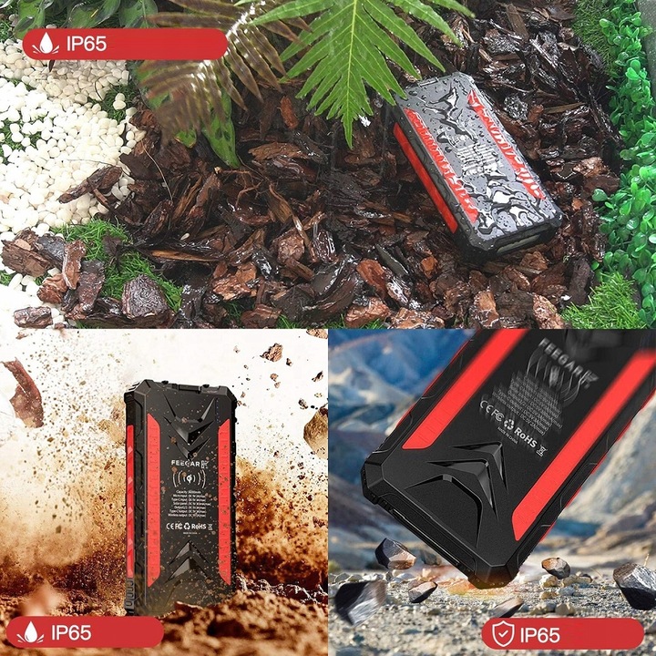 Power bank Solarny Feegar 36000mah 20W 4x USB-C QI