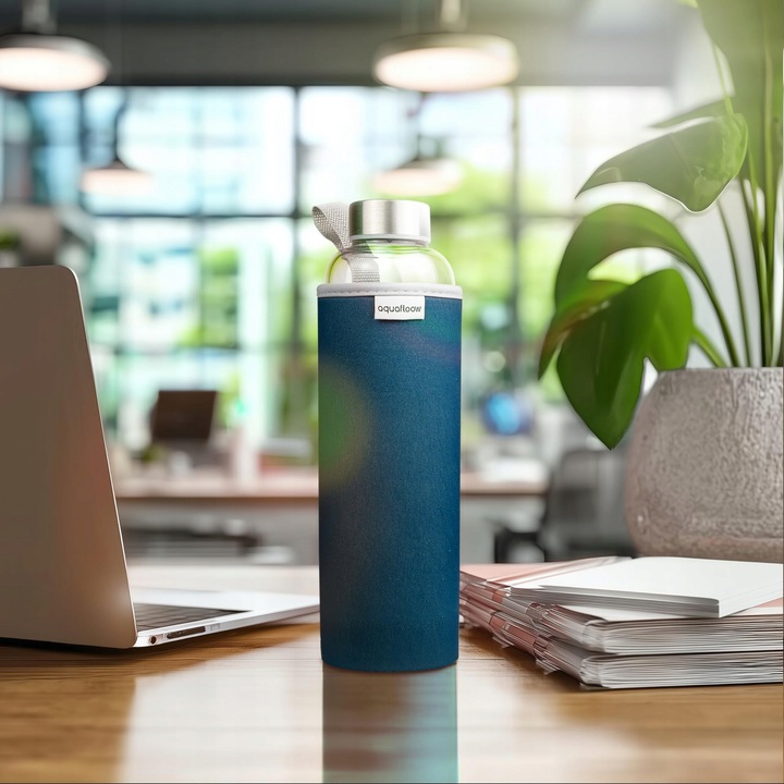 AquaFloow: butelka na wodę szklana 700 ml | etui neopren | szklana butelka