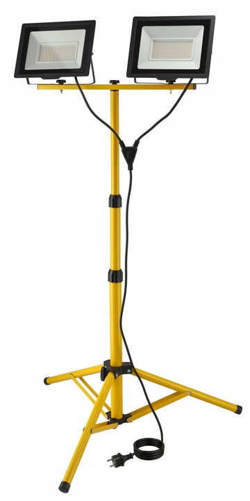 Halogen LED Statyw Budowlany Naświetlacz 2X 100W + Przewód Zestaw