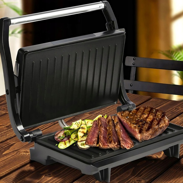 KONTAKTOWY GRILL ELEKTRYCZNY OPIEKACZ SKŁADANY TOSTER PANINI KANAPEK