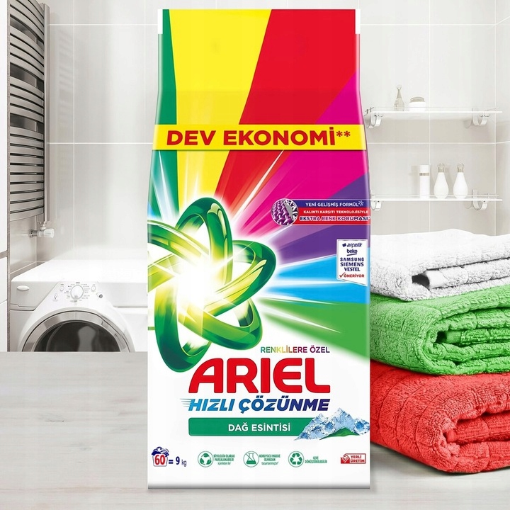 ARIEL proszek ORYGINALNY do prania kolorowych tkanin Mountain Spring 9 kg!