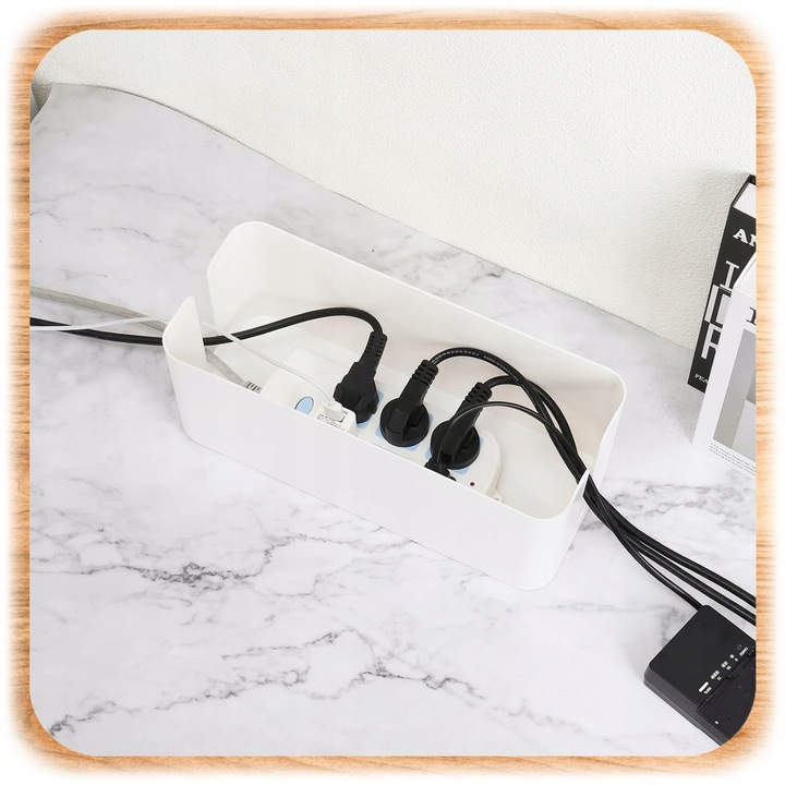 ORGANIZER NA KABLE POJEMNIK PUDEŁKO LISTWE KABLI PRZEWODY DREWNIANA