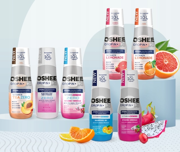3x Hydrokoncentrat OSHEE Drop In ZERO Elektrolity Witaminy Grejpfrut