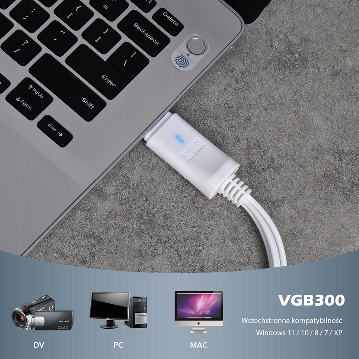 August VGB300 Video Grabber USB zgrywaj VHS na PC