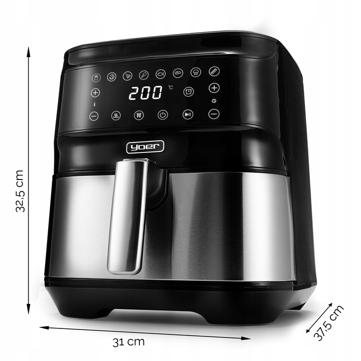 4w1 Frytkownica beztłuszczowa Air Fryer Yoer +WiFi 6L 1700W +Programator