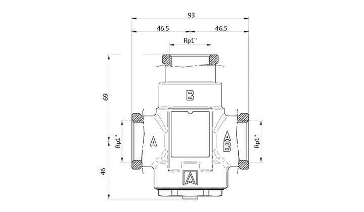 ZAWÓR TEMPERATUROWY OCHRONY POWROTU KOTŁA ATV 336 DN25 Ø 1" CAL 9 m³/h