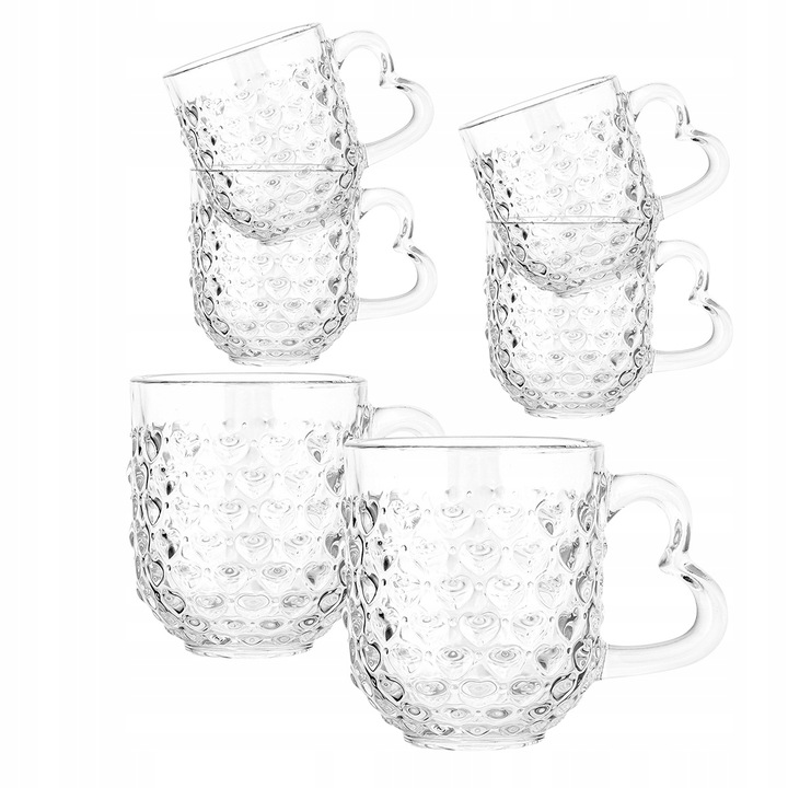 Zestaw kubków Serduszka Szklanki z uchem do kawy Altom Design 310 ml 6 szt