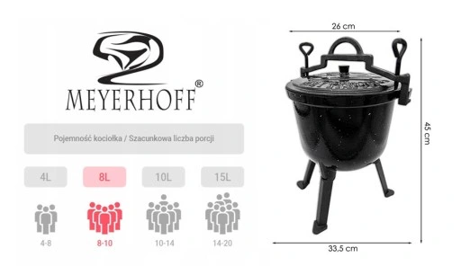 Kociołek żeliwny EMALIOWANY Meyerhoff MARMUREK 8L