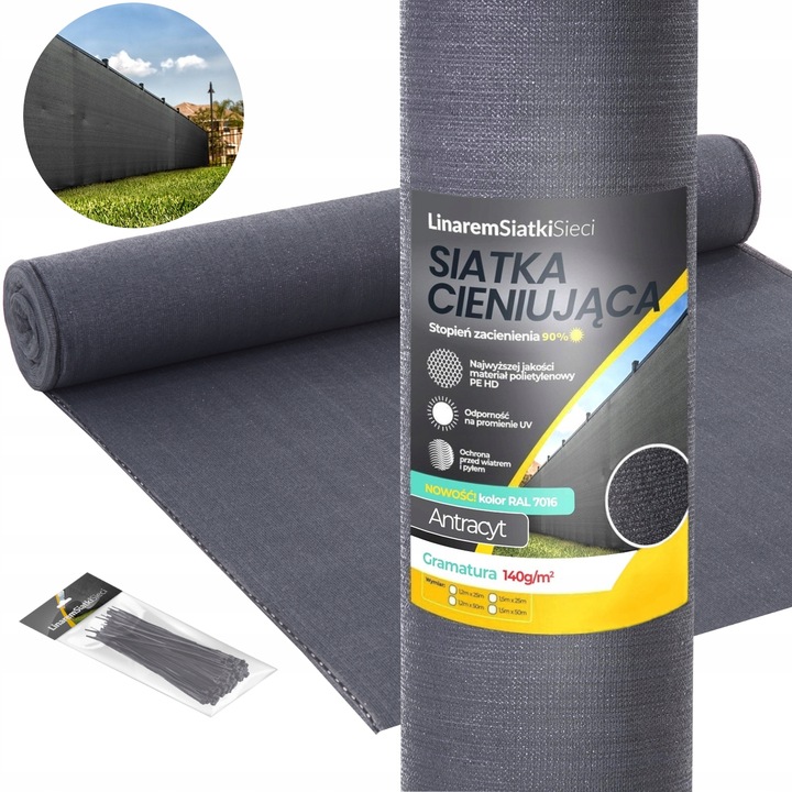SIATKA CIENIUJĄCA 1,5x25m MASKUJĄCA 90% OSŁONA MATA NA OGRODZENIE PŁOT