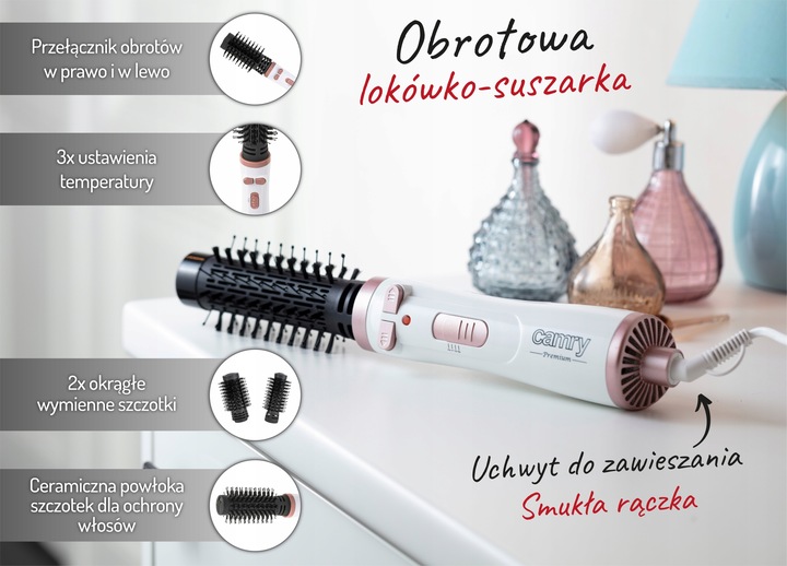 Lokówko-suszarka Obrotowa Lokówko Suszarka Do Włosów Regulacja Temp°C 1200W