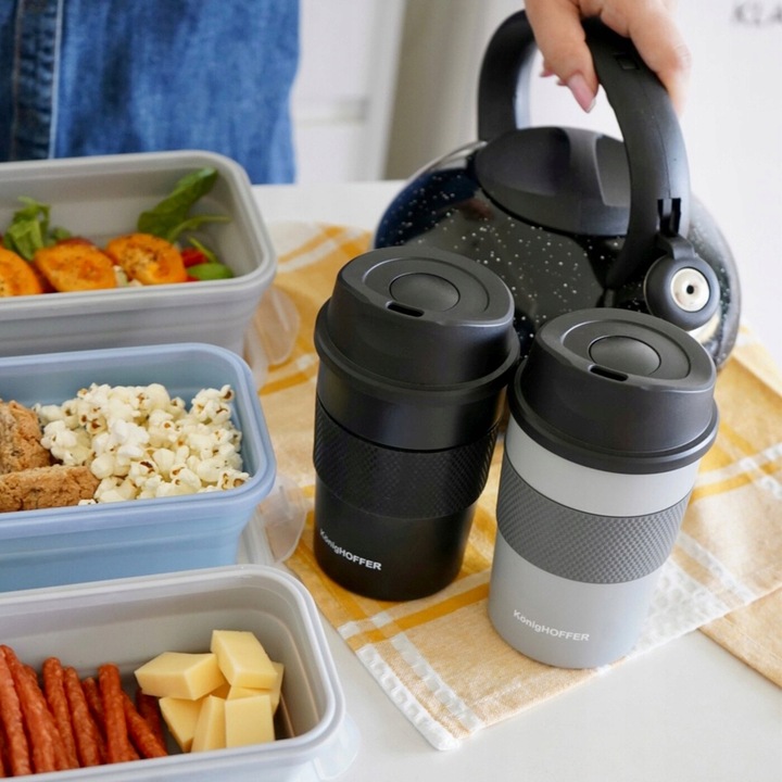 Czarny KUBEK TERMICZNY NA KAWĘ herbatę MAŁY TERMOS do kawy 330ml Elliot