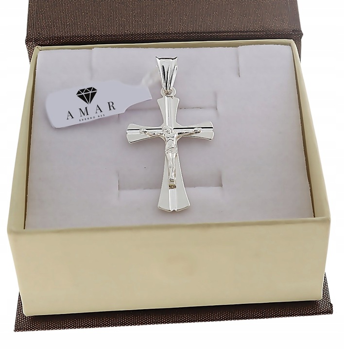 SREBRNY PEŁNY KRZYŻYK KRZYŻ Z PASYJKA DO ŁAŃCUSZKA SOLIDNY PR. 925 + GRAWER