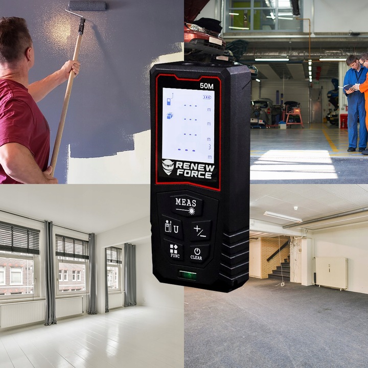 Dalmierz Laserowy MIERNIK ODLEGŁOŚCI Cyfrowy 50M Poziomica ORYGINALNY