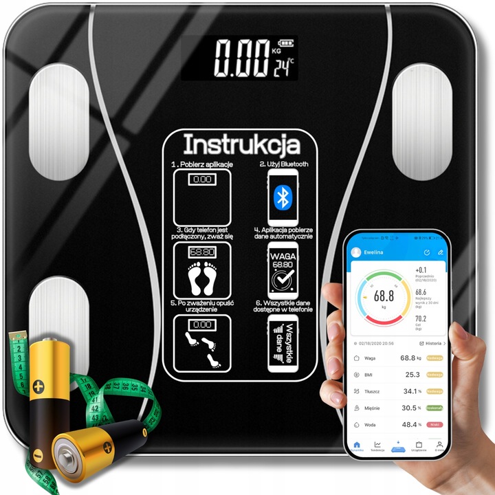 WAGA ANALITYCZNA APLIKACJA SMART ANDROID iOS PRECYZYJNA BATERIE W