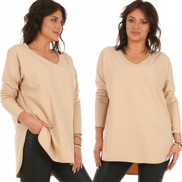 F630 Oversizowa asymetryczna TUNIKA długi rękaw L/XL