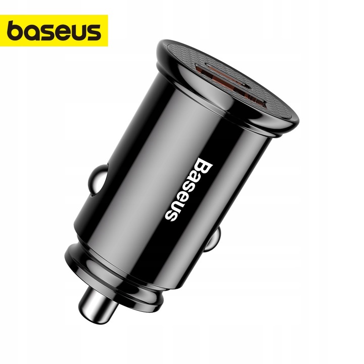 BASEUS MOCNA SZYBKA ŁADOWARKA SAMOCHODOWA USB USB-C TYP-C PD 30W QC 3.0 5A