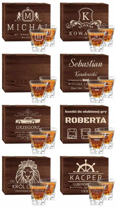 Szklanki do Whisky Kamienie Zestaw z Grawerem Prezent dla Taty na Urodziny