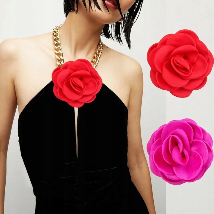 BROSZKA KWIAT KWIATEK RÓŻOWA FUCHSJA FUKSJA RÓŻA ATŁASOWA KWIAT PRZYPINKA