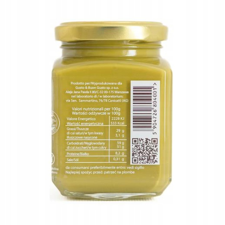 Krem Pistacjowy Sycylijski 200g Gusto Buon Gusto Pasta Orzechowa do Smarowa