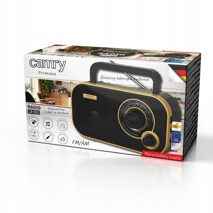 Radio Kuchenne Przenośne Zasilanie Sieciowe Bateryjne FM/AM Camry CR
