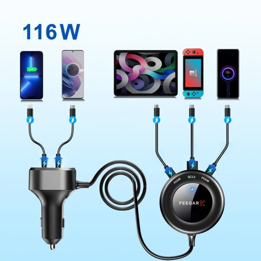 ROZDZIELACZ GNIAZDA ZAPALNICZKI FEEGAR 12-24V 5USB