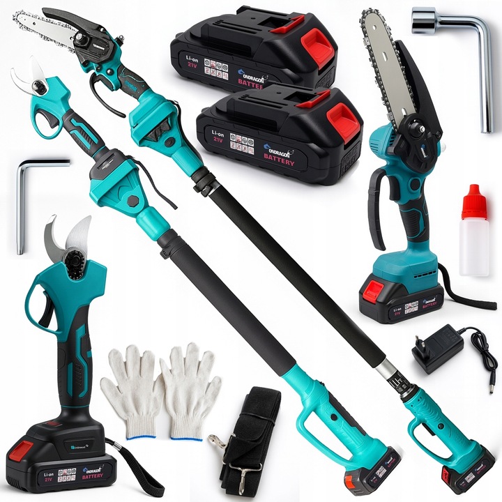 Piła Łańcuchowa 6'' +Sekator 2xAkumulator BIG AKKU 5AH wysięgnik do 4m