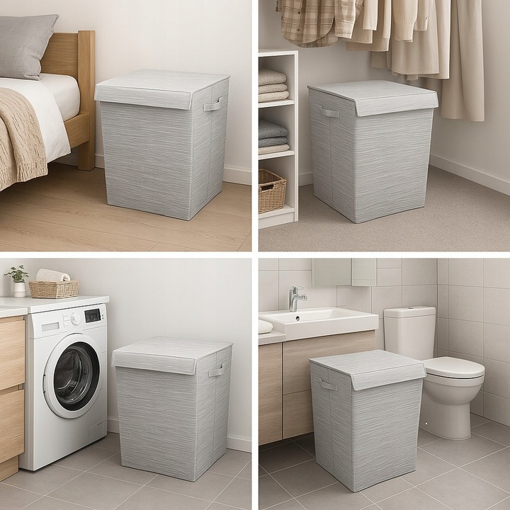Kosz na pranie 74 l z pokrywą duży pojemnik na bieliznę przenośny