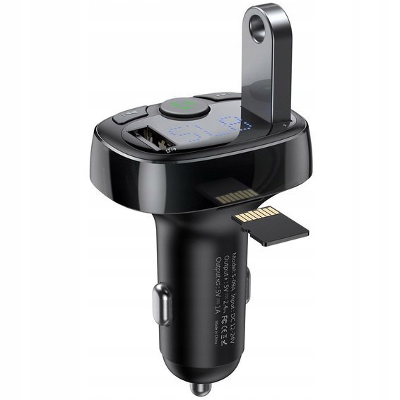 Baseus Transmiter FM Bluetooth, USB-A, ładowarka