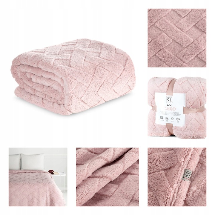 MIĘKKI KOC PLED GRUBY PUSZYSTY TŁOCZONY 200x220 NARZUTA NA ŁÓŻKO KANAPĘ