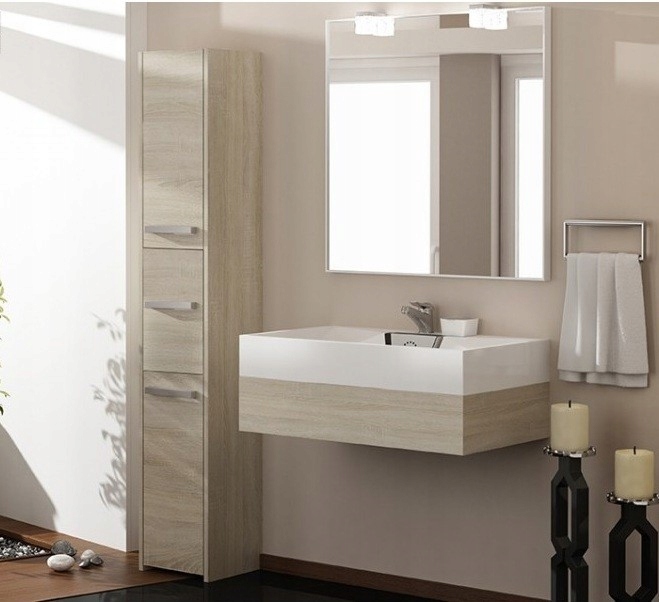 SZAFKA ŁAZIENKOWA REGAŁ SŁUPEK 30cm 3 DRZWI Sonoma