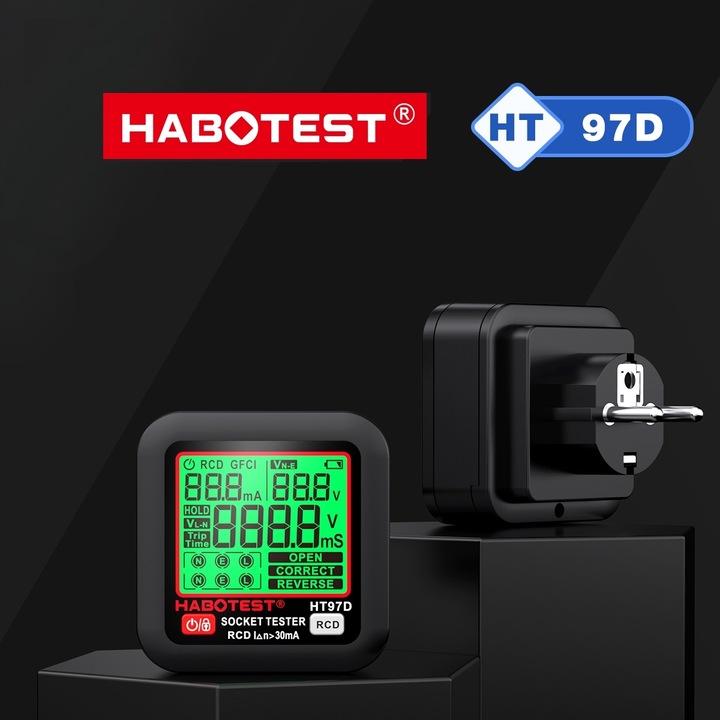 TESTER NAPIĘCIA GNIAZDEK SIECIOWYCH ELEKTRYCZNYCH WYŚWIETLACZ LCD TEST