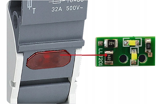 PODSTAWA BEZPIECZNIKOWA ROZŁĄCZNIK DC 10x38 + LED