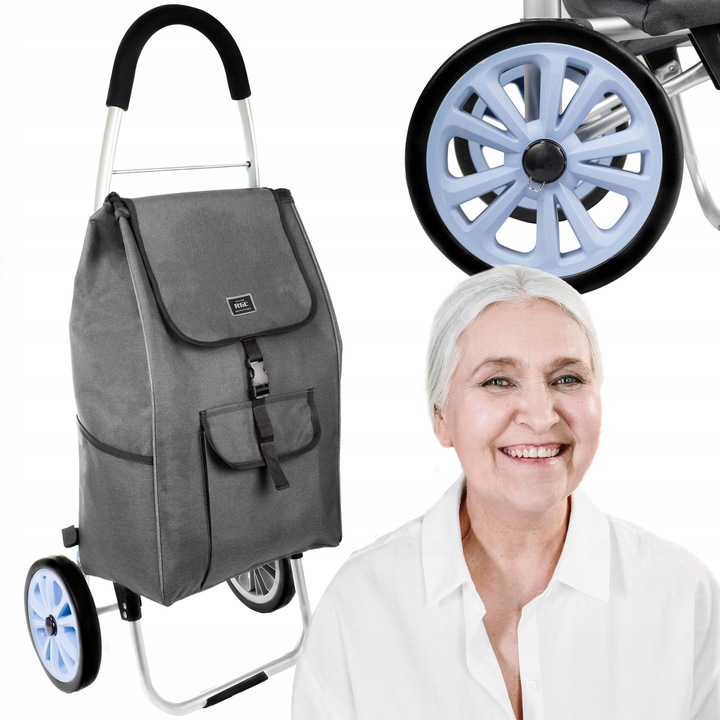 Wózek na zakupy ALU składany zakupowy torba na dużych kółkach 44l