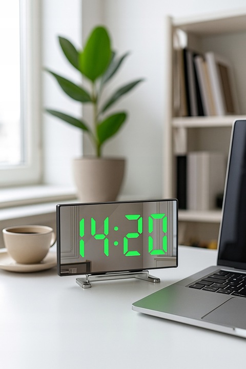 ZEGAR CYFROWY ZEGAREK ELEKTRONICZNY STOJĄCY TERMOMETR GODZINA BUDZIK LCD