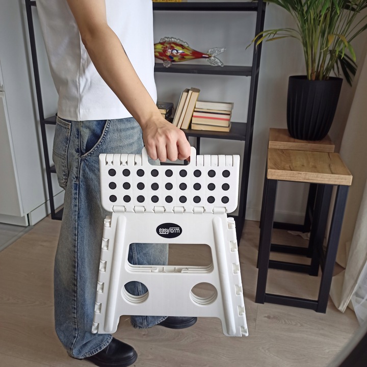 Taboret składany stołek podnóżek antypoślizgowy biały Easyform 32cm
