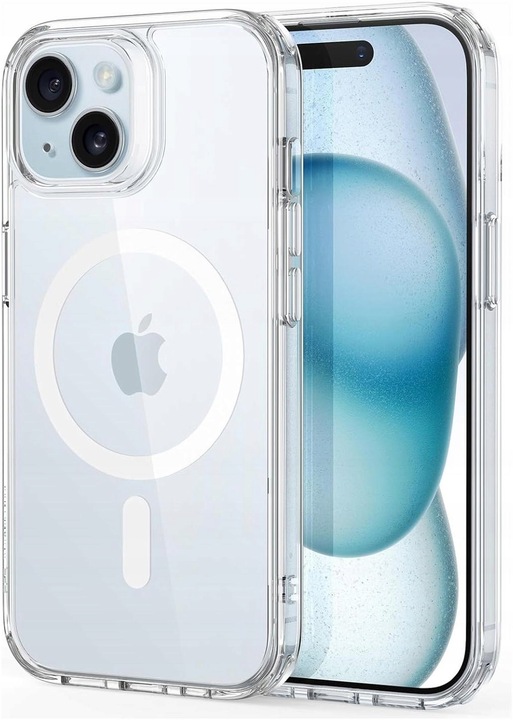 Etui Do iPhone 15 +Szkło 9H WZMACNIANE 360° do MAGSAFE CLEAR CASE