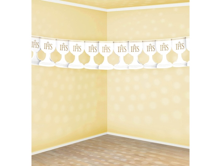 Girlanda komunijna kielichy biała złota z hostią dekoracje na komunię