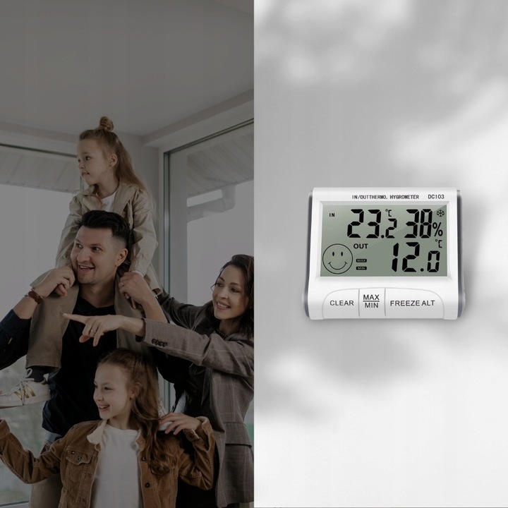 STACJA POGODOWA POGODY TERMOMETR POKOJOWY HIGROMETR CYFROWY Z SONDĄ