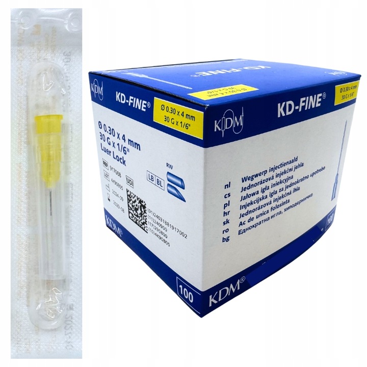 IGŁY DO MEZOTERAPII IGŁOWEJ MEZOTERAPIA 32G 0,30 x 4mm ŻÓŁTE 100 SZTUK