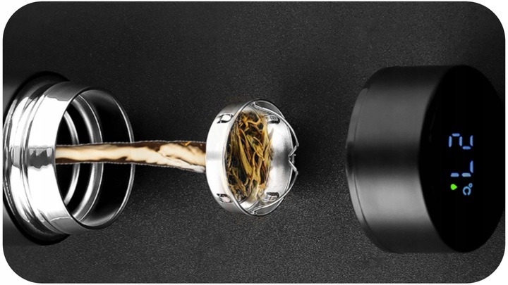 TERMOS KUBEK TERMICZNY BIDON NA KAWĘ HERBATĘ LED 500ML DUŻY SZCZELNY SMART