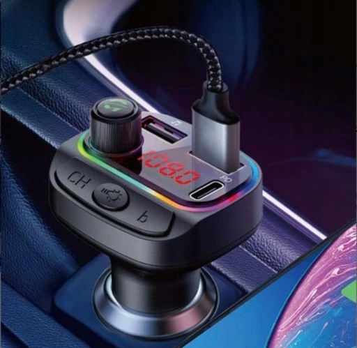 TRANSMITER SAMOCHODOWY FM BLUETOOTH SZYBKA ŁADOWARKA 7 KOLOR RGB MP3 2XUSB