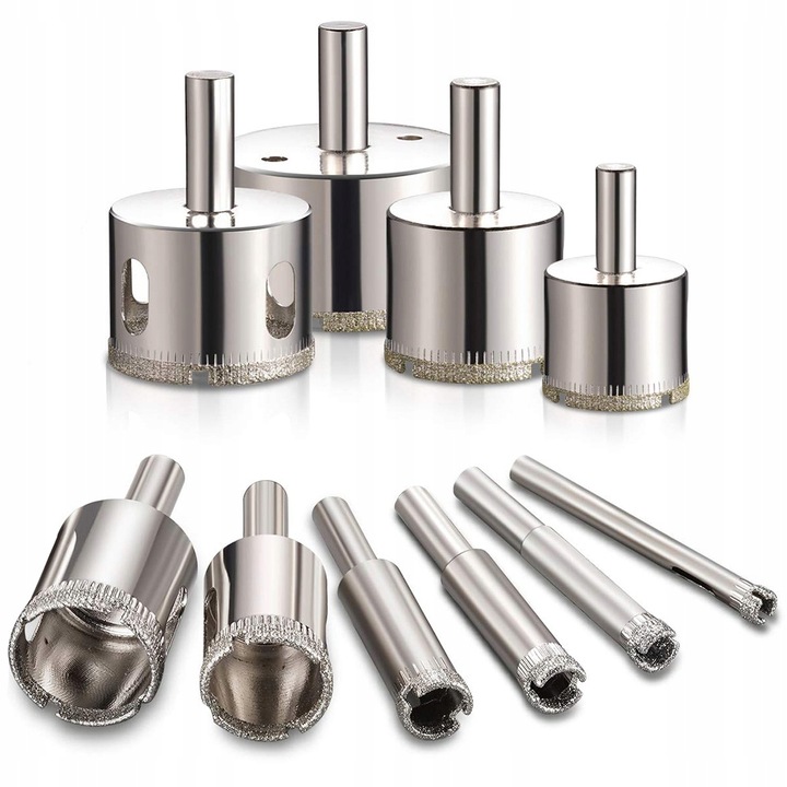 WIERTŁO OTWORNICE DIAMENTOWE DO GRESU PŁYTEK SZKŁA PROFIL 6-68MM KORONKI