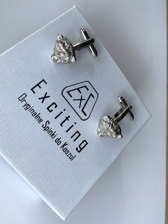 Spinki do mankietów EXC Miś Niedźwiadek Gryzli Głowa Misia w białym Etui