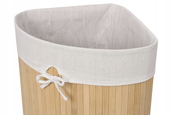 KOSZ NA PRANIE BIELIZNĘ NAROŻNY BAMBUSOWY Z POKRYWĄ POJEMNIK KUFER 60L