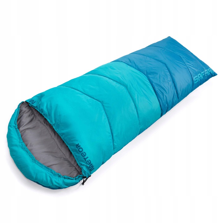 ŚPIWÓR TURYSTYCZNY KOŁDRA Z KAPTUREM PODUSZKĄ SAFARI METEOR lewy