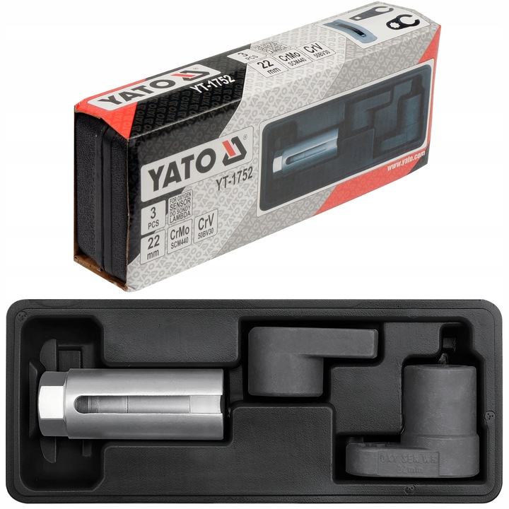 YATO ZESTAW KLUCZE NASADOWE NASADKI DO SONDY LAMBDA 22MM 3 SZT